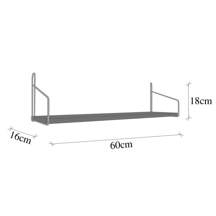 Hanah Home Estante de pared de madera maciza 60 cm Dorado y marrón Hanah Home Estante de pared de madera maciza 60 cm Dorado y marrón